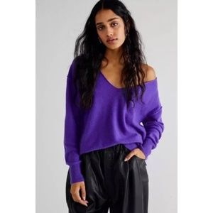 NWOT Free People 100% Cashmere Harmony Sweater Violet Prism